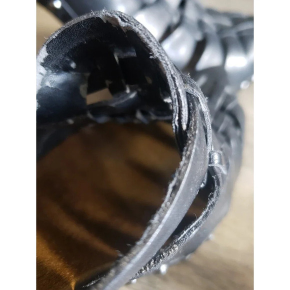 Guess Clogs Womens Size 8.5 Black Woven Leather Block Heel Stud Gwwoven - Picture 12 of 12